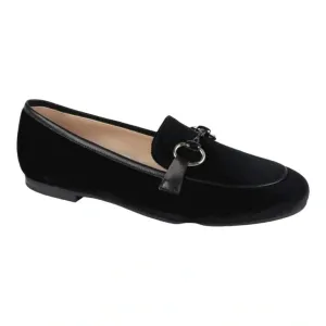 1692 - Black Velvet Flat Loafer for Girl/Teen/Women by London Kids