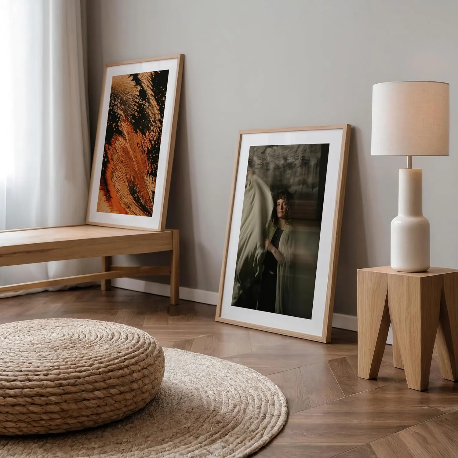 16x20 Picture Frame Matted to 11x14, Oak Solid Wood Veneer Finish Photo Frame and Plexiglass Front Large Picture frames for Poster Gallery Wall Home Decor