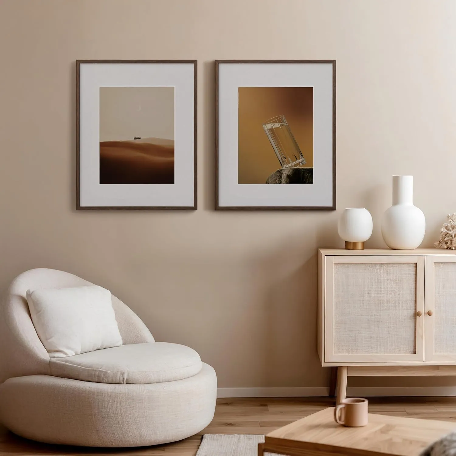 16x20 Picture Frame Matted to 11x14, Oak Solid Wood Veneer Finish Photo Frame and Plexiglass Front Large Picture frames for Poster Gallery Wall Home Decor