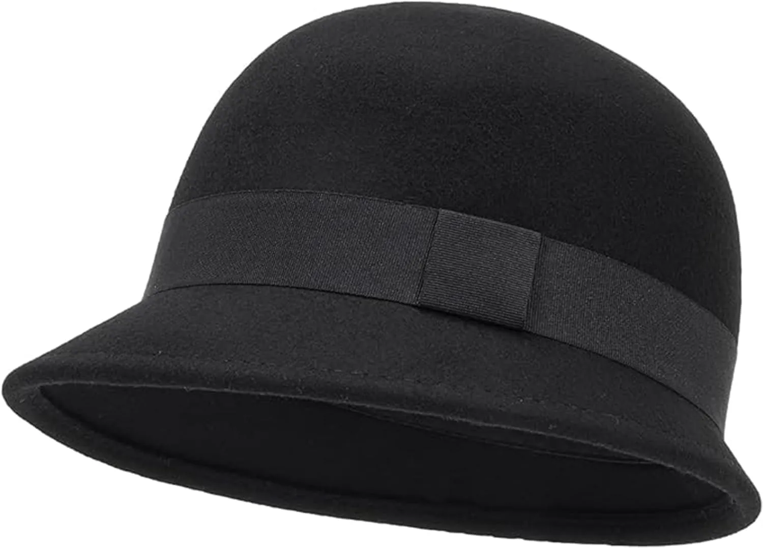 1920S Vintage Cloche Bucket Hat - Warm Winter Wool Cloche Bowler Hat for Women Ladies Derby Party Crushable