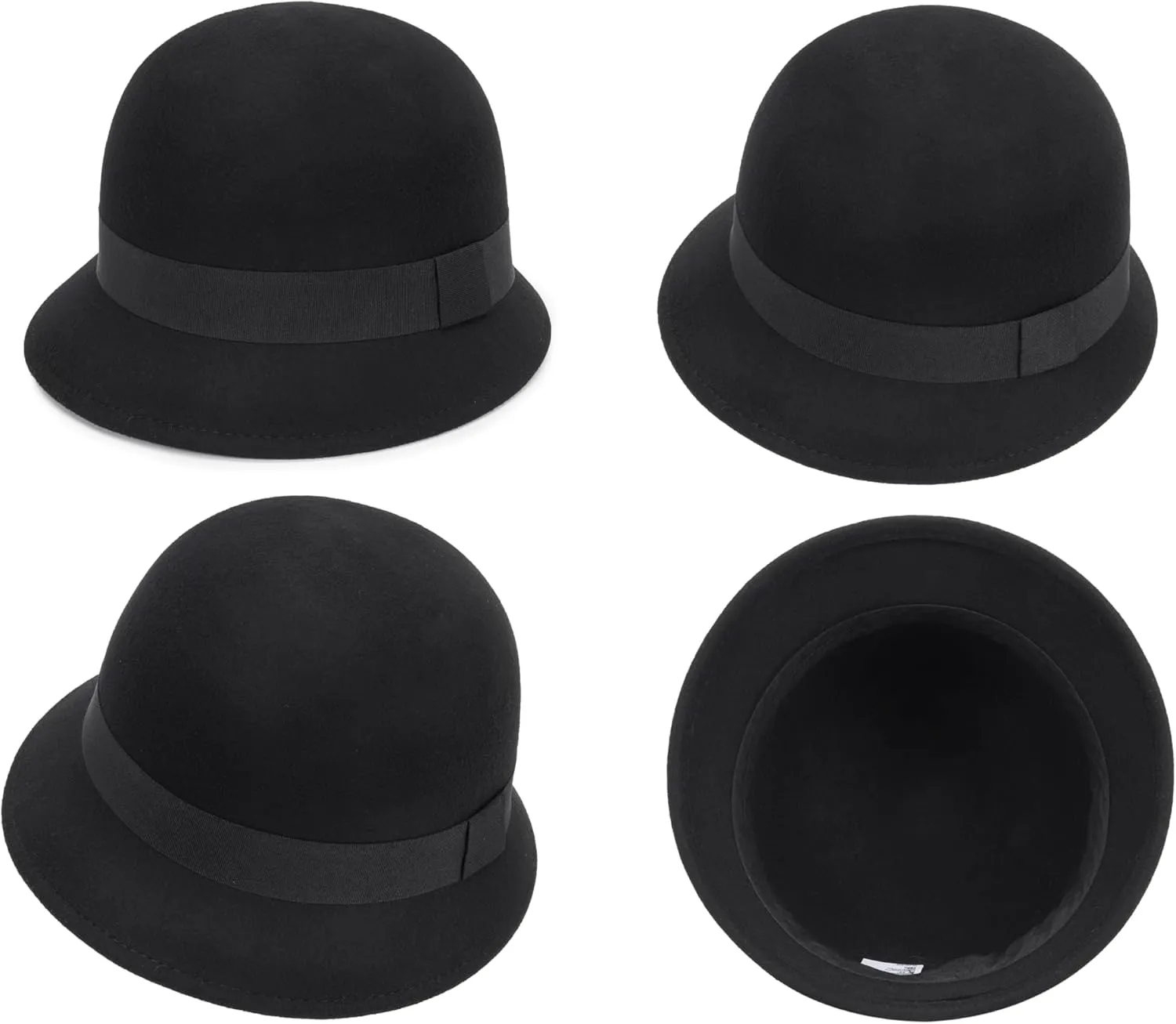 1920S Vintage Cloche Bucket Hat - Warm Winter Wool Cloche Bowler Hat for Women Ladies Derby Party Crushable