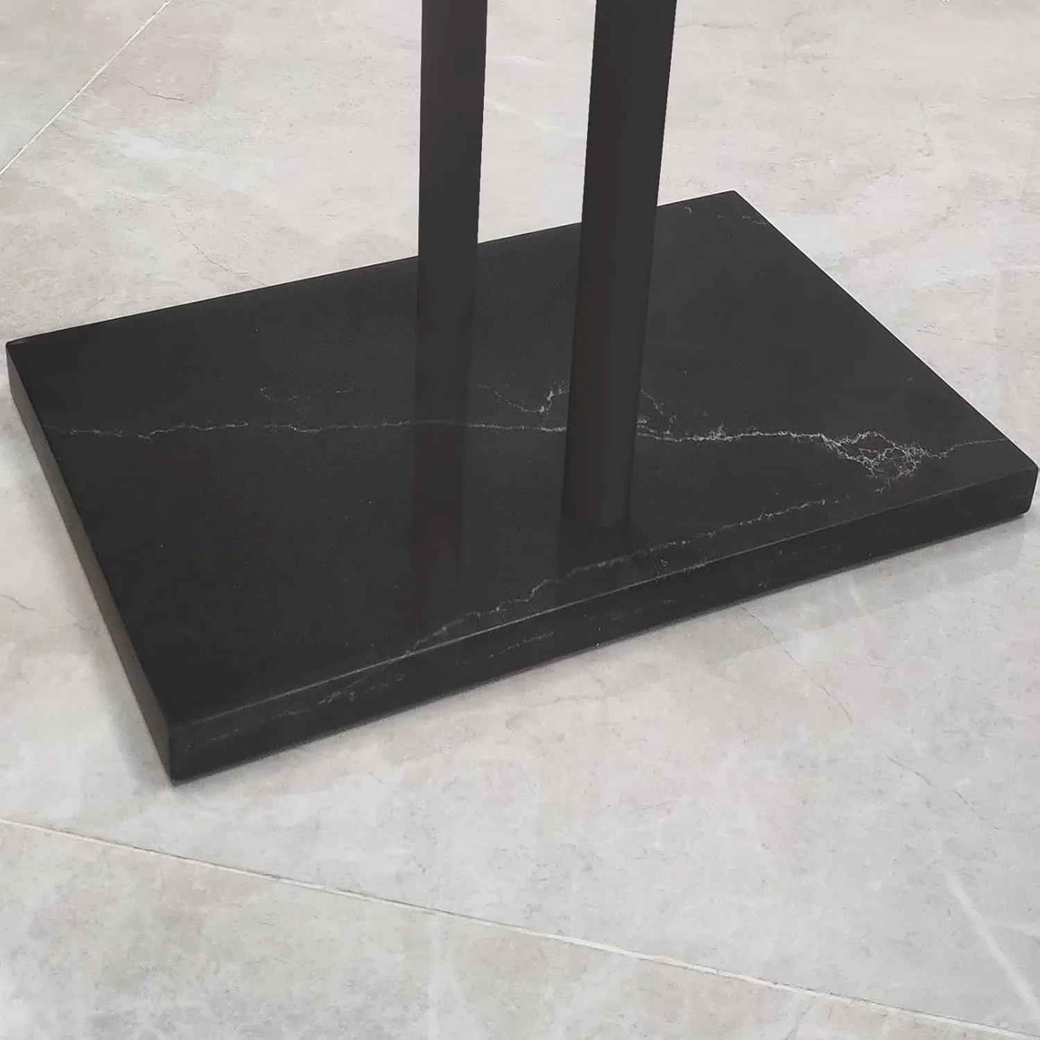 40 Inch Freestanding Towel Rack for Bathroom Floor Double-T Shape Bath Sheet Holder with Marble Design Base Standing Towel bar Next to Tub or Shower Towel Holder Stand SUS304 Matte Black