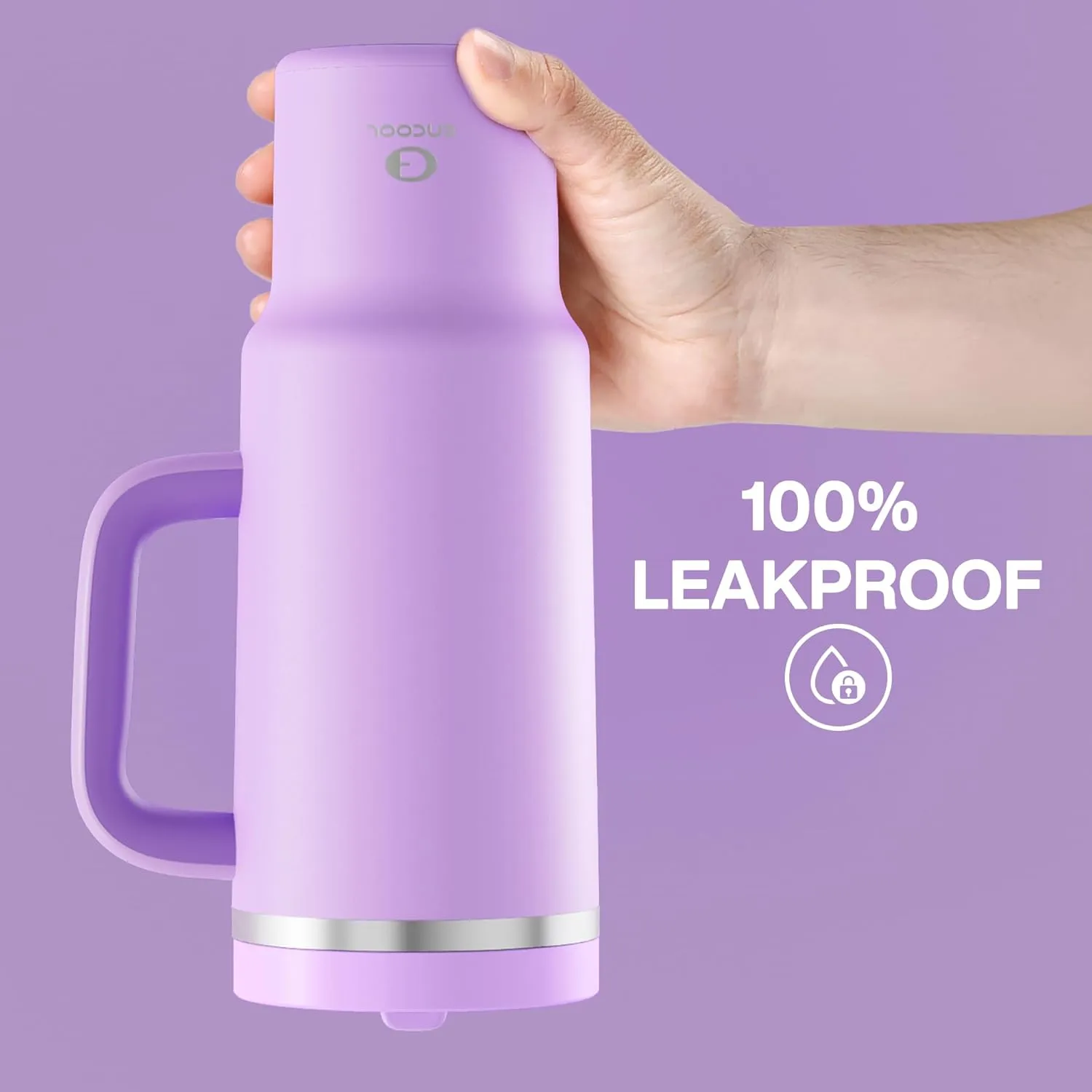 40 oz Tumbler with Handle and Straw: Stainless Steel Insulated Tumbler Keeps Cold for 24 Hours, Leakproof Travel Cup Fits in Cup Holder and BPA-Free, Lavender