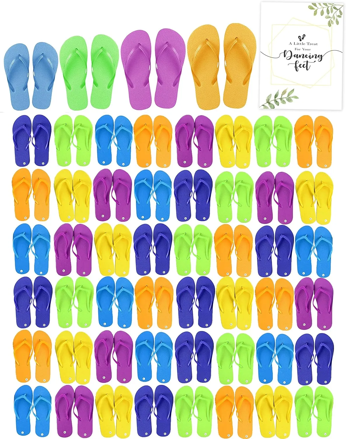 48 Pairs Flip Flops, Includes Sign Bulk Wedding Reception Favor, Beach Pool Party Soft Sole Wholesale Case