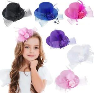 6 Pcs Mini Tea Party Hats, 2025 Derby Attire Hats for Girls, Small Fascinators with Clip-On Design