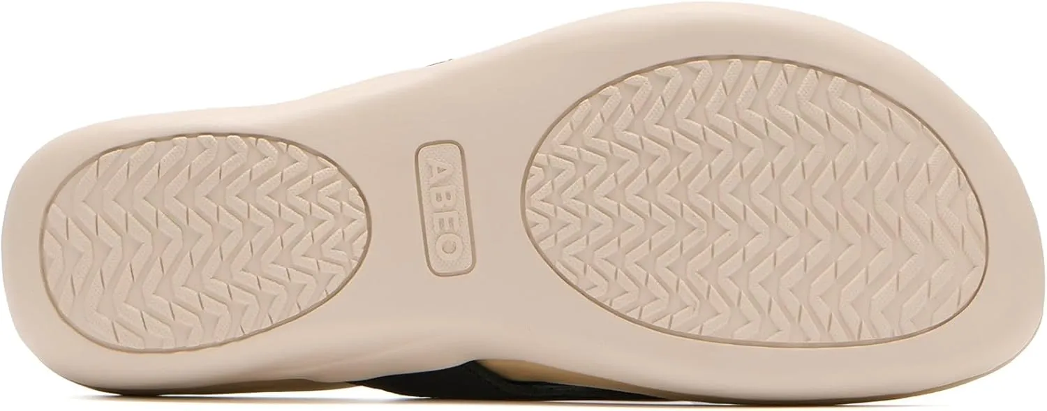 ABEO Oasis Women's Arch Support Flip Flops | Brown Leather Orthopedic Sandals with Built-In Orthotics for Women