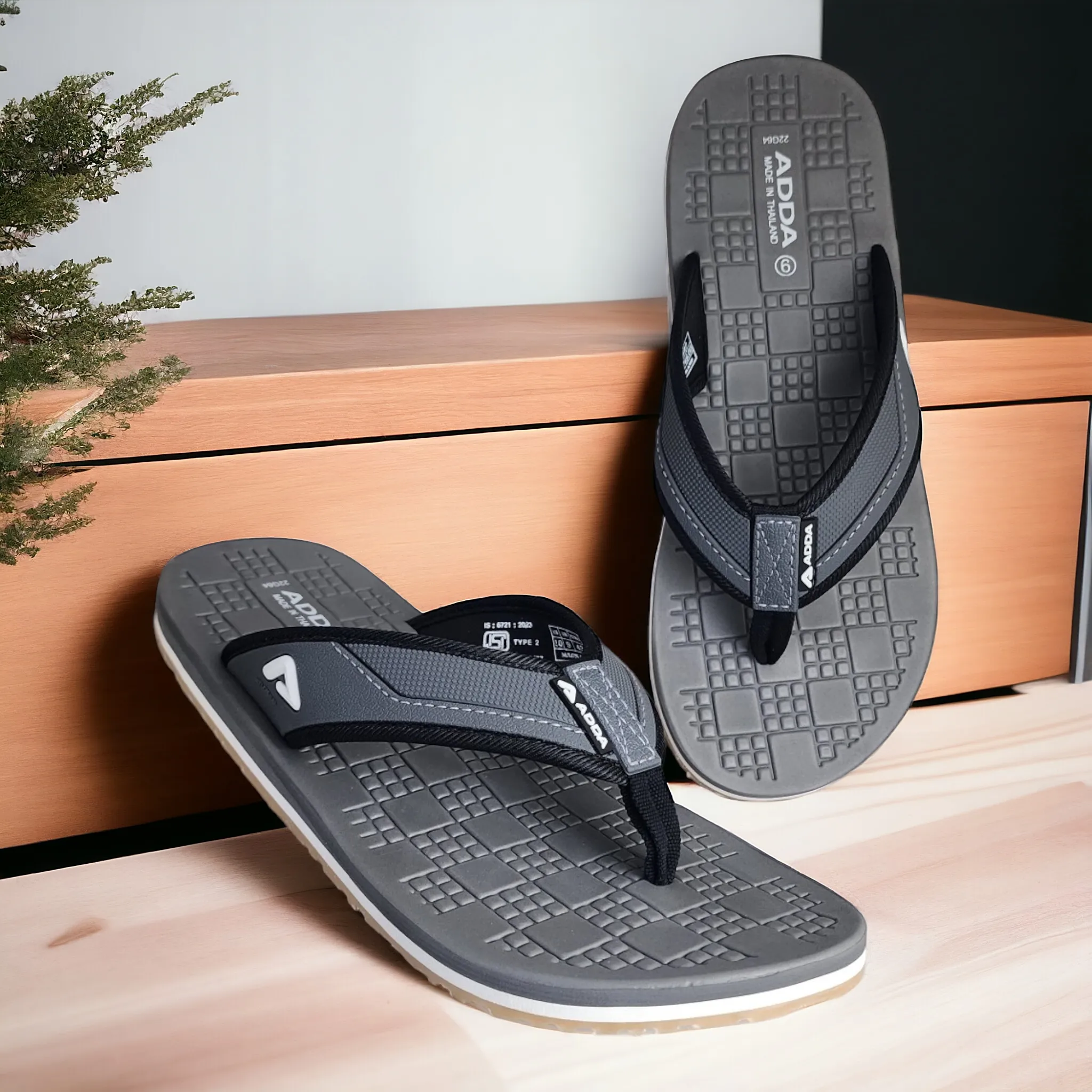 ADDA DEFENDER1 GREY Men's Slipper/Chapple/Flip flop