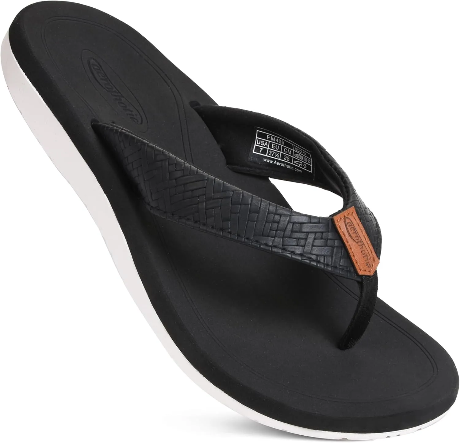 AEROTHOTIC Flip Flops Arch Support Womens – Slip On Recovery Plantar Fasciitis Relief Orthotic Slippers – Lightweight Thong Cushioning Sandals Women – Indoor Outdoor Beach Yoga Mat Footbed Footwear