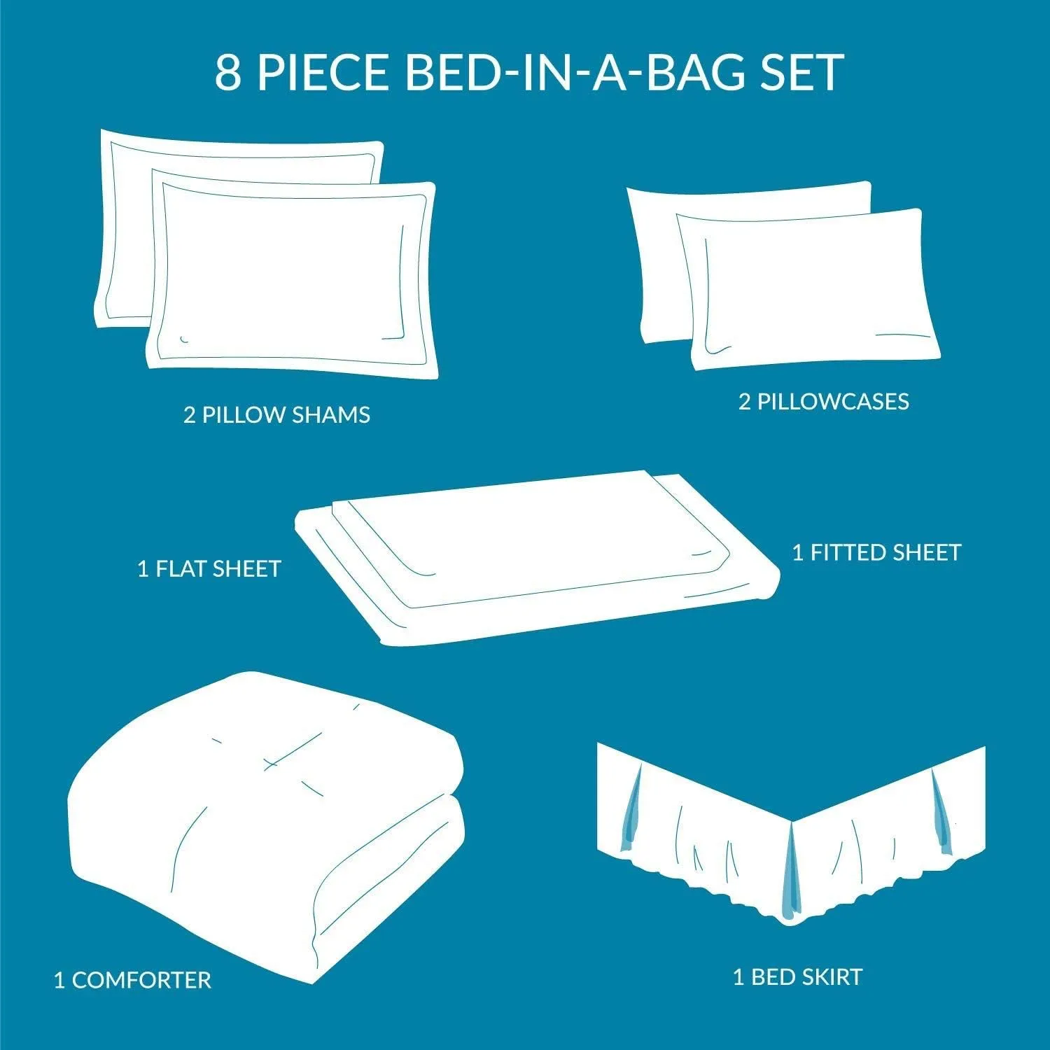 All Bedding Set Cotton -Queen/Full-Dark Grey Luxury Bedding Set-1 Fitted 18" DP,1 Flat,4 Pillowcases,1 Bed Skirt 15",1 Pinch Pleated Comforter-500 GSM