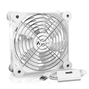 ANEXT, 120mm USB Computer Fan White, 120mm Fan, Silent Fans for Receiver DVR PlayStation Xbox Computer Cabinet Cooling, Single