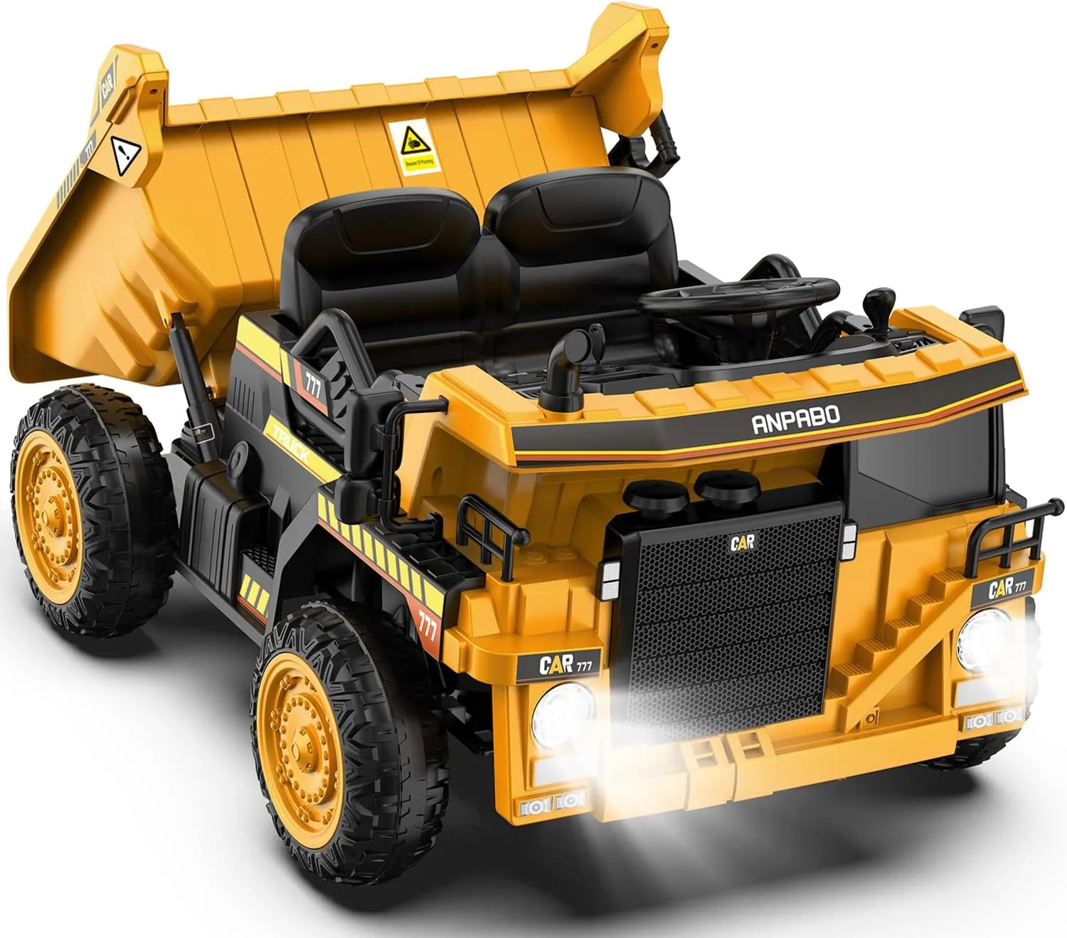 ANPABO Ride on Dump Truck, 12V Ride on Car with Remote Control, Electric Dump Bed and Extra Shovel, Ride on Construction Vehicle with Music Player, Key Start for Safety, Ideal Gift for Kids