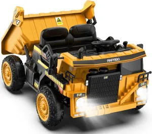 ANPABO Ride on Dump Truck, 12V Ride on Car with Remote Control, Electric Dump Bed and Extra Shovel, Ride on Construction Vehicle with Music Player, Key Start for Safety, Ideal Gift for Kids