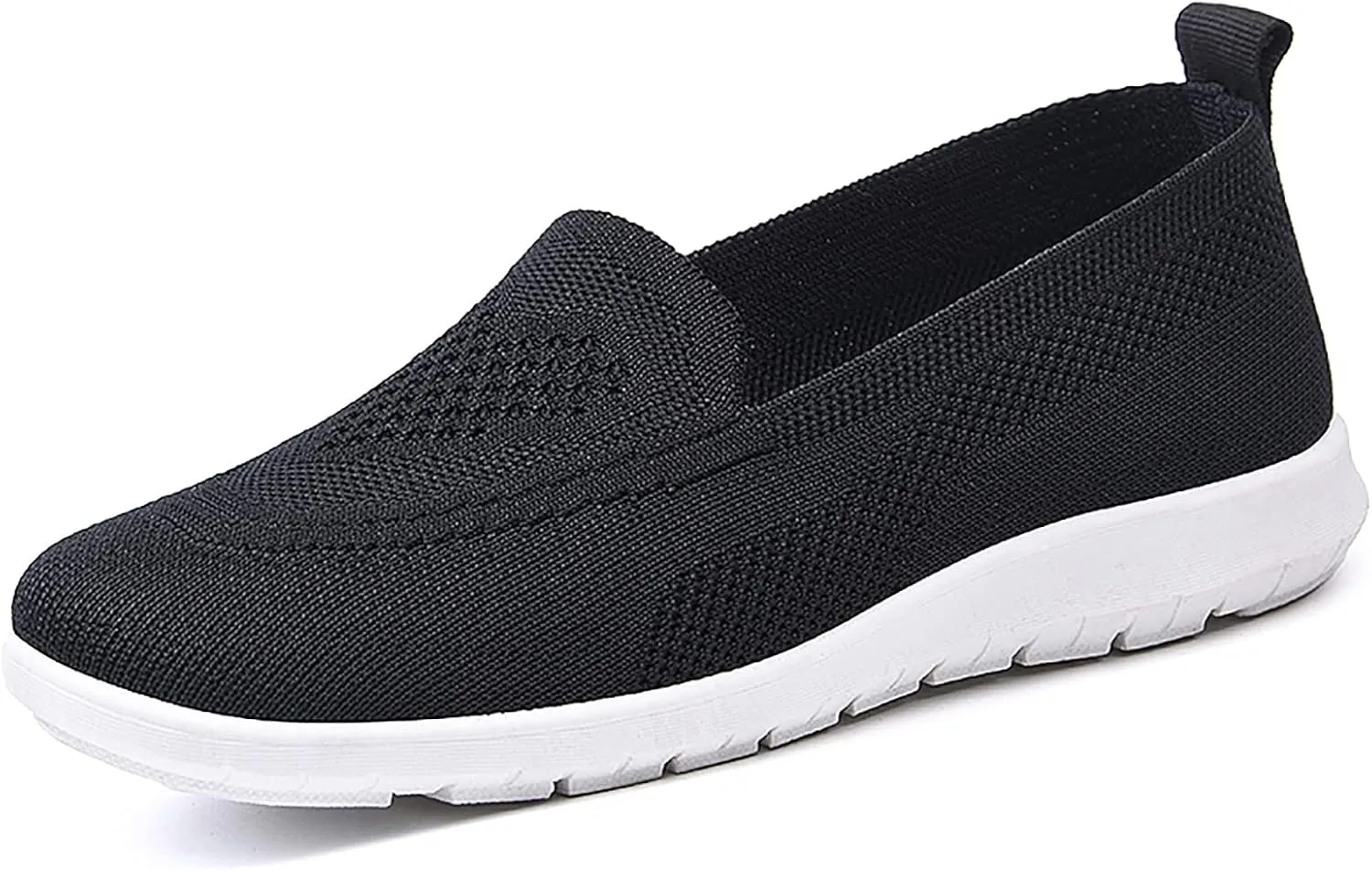 APUM Women's Knitted Flat Shoes,Comfort Ladies Slip On Loafers Casual Breathable Mesh Low-Top Flat Elastic Knit Work Shoes