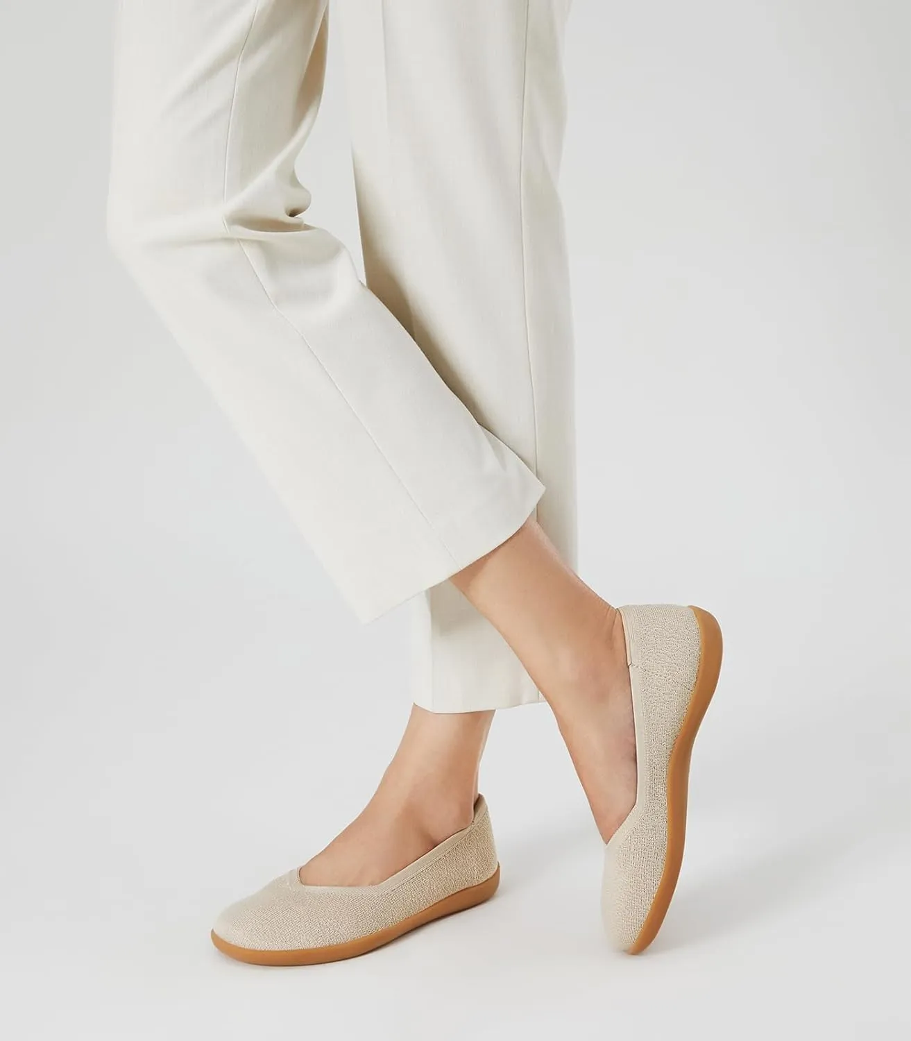 Arromic Wide Toe Box Flat Shoes Women Slip on Wide Width Flats Comfortable Ballet Flat Shoes Knit Dressy Washable Soft Walking Shoes