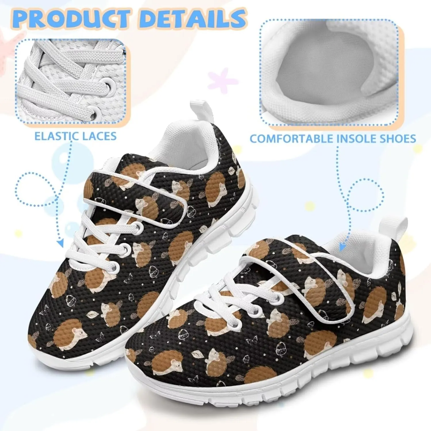 Athletic Sneaker for Boys Girls Casual Hiking Shoes Non Slip Tennis Fitness Walking Strap Sneakers