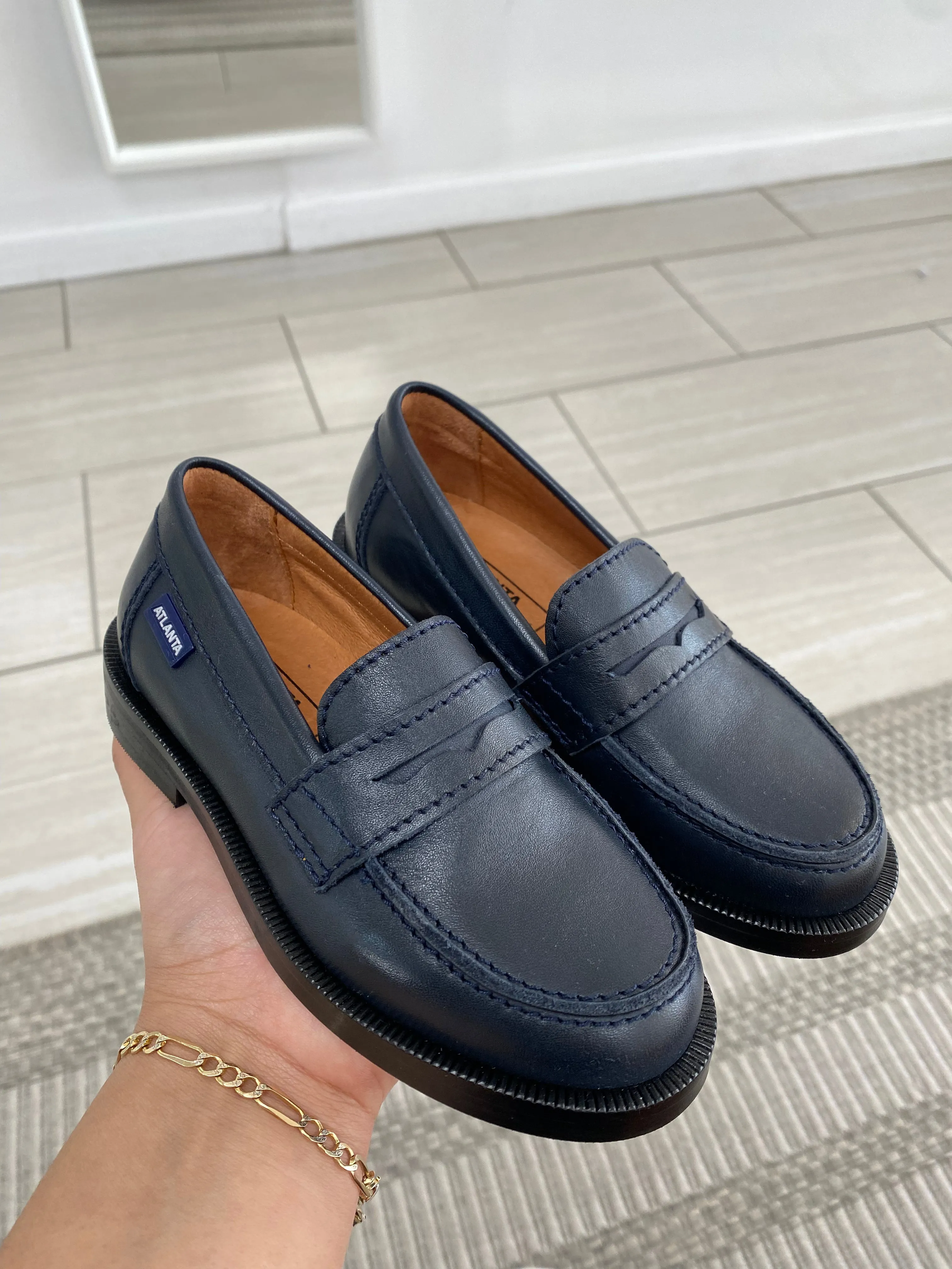 Atlanta Mocassin Navy Penny Dress Loafer