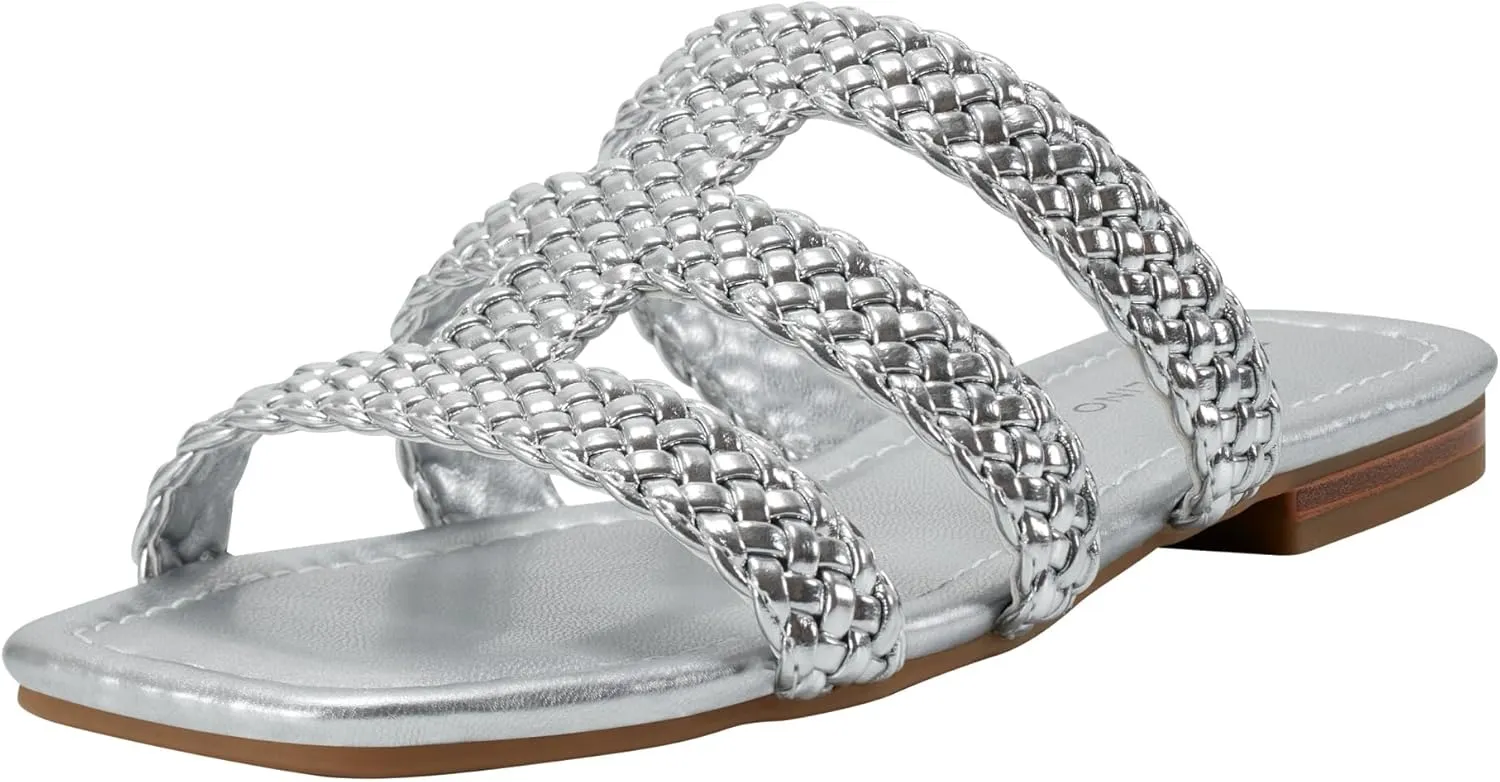 Bandolino Women's Sumer Flat Sandal, Silver 040, 8.5