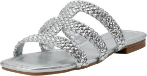 Bandolino Women's Sumer Flat Sandal, Silver 040, 8.5