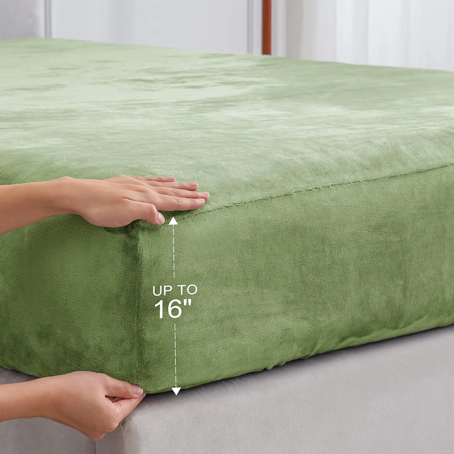 BEDELITE Flannel Sheets Full Size Green - Super Soft Fleece Sheets Set Fluffy Extra Plush, 4 Piece(Include Fitted Sheet, Flat Sheet, 2 Pillowcases)