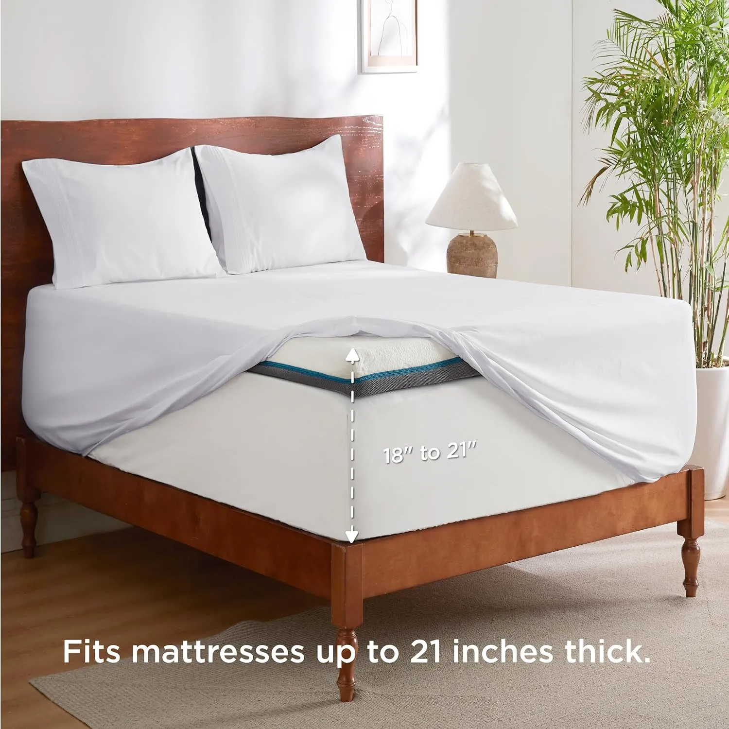 Bedsure Deep Pocket Twin Sheets Set - Fits Mattresses Up to 21 Inches Thick -3 Piece GentleSoft Bed Sheets, Moisture Wicking, Soft & Cooling Bedsheet & Pillowcases, Easy & Secure Fit, White