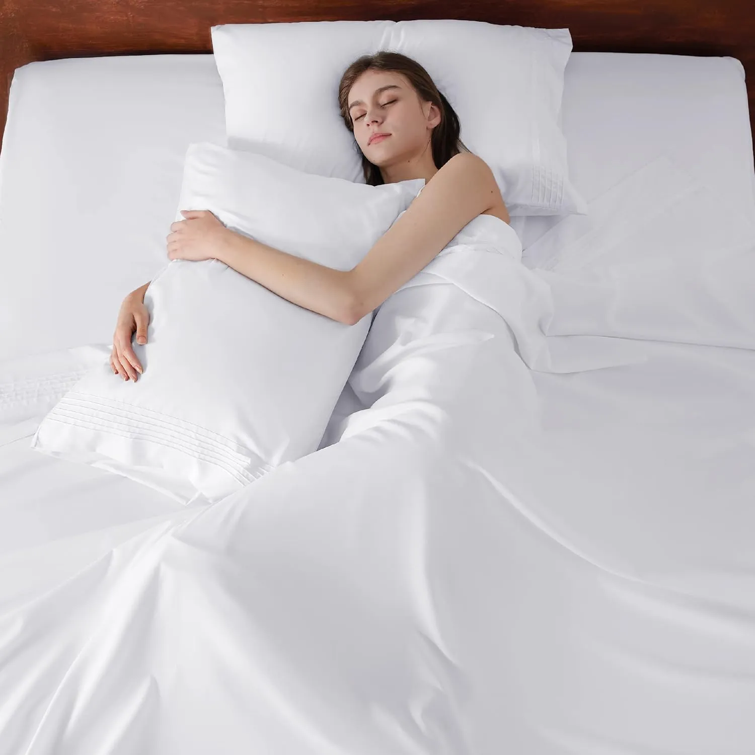Bedsure Deep Pocket Twin Sheets Set - Fits Mattresses Up to 21 Inches Thick -3 Piece GentleSoft Bed Sheets, Moisture Wicking, Soft & Cooling Bedsheet & Pillowcases, Easy & Secure Fit, White