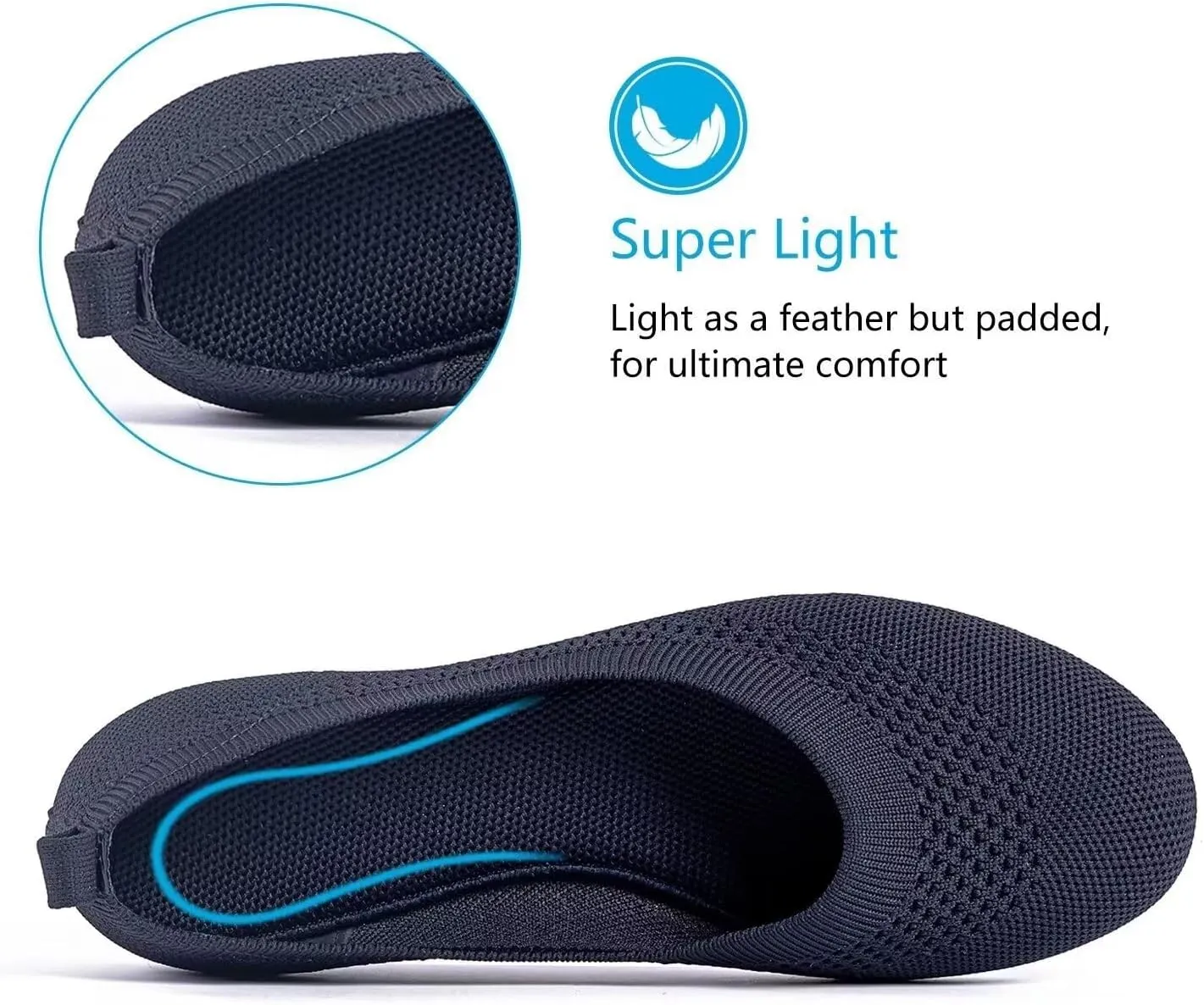 BEJINASH Ballet Flats for Women Soft Slip On Flat Shoes Knit Round Toe Work Flat Mesh Woman Walking Shoes Comfortable Casual