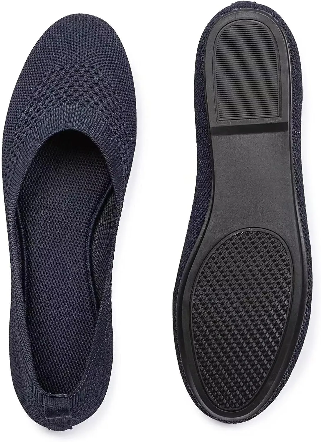 BEJINASH Ballet Flats for Women Soft Slip On Flat Shoes Knit Round Toe Work Flat Mesh Woman Walking Shoes Comfortable Casual
