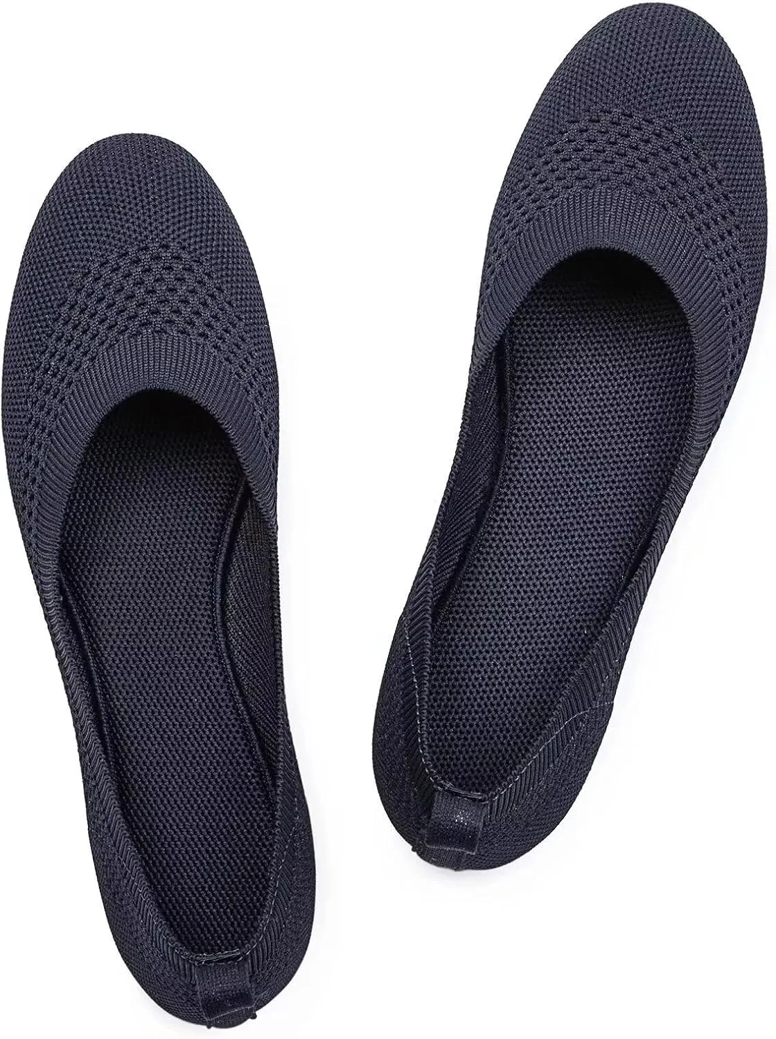 BEJINASH Ballet Flats for Women Soft Slip On Flat Shoes Knit Round Toe Work Flat Mesh Woman Walking Shoes Comfortable Casual