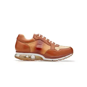 Belvedere Gino in Antique Brandy / Bone Genuine Ostrich Leg and Soft Calf Sneaker