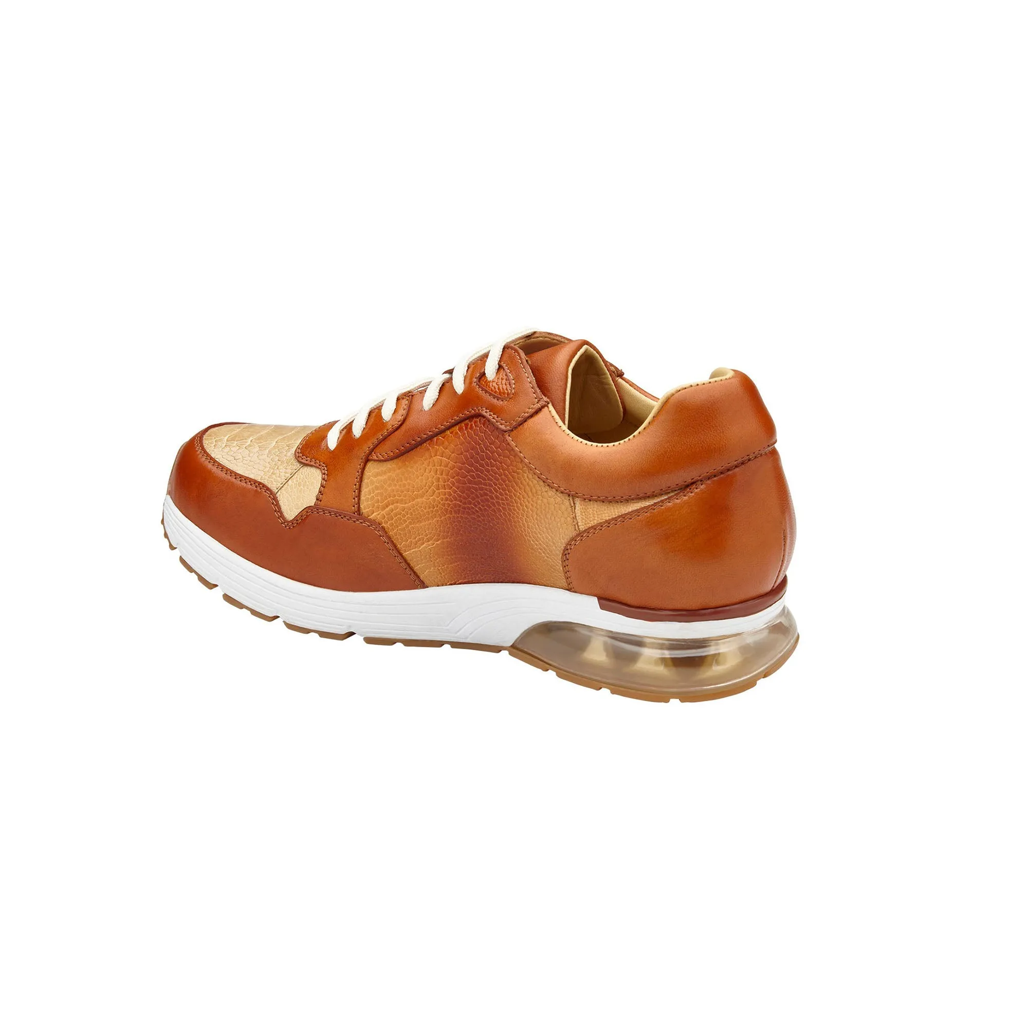 Belvedere Gino in Antique Brandy / Bone Genuine Ostrich Leg and Soft Calf Sneaker
