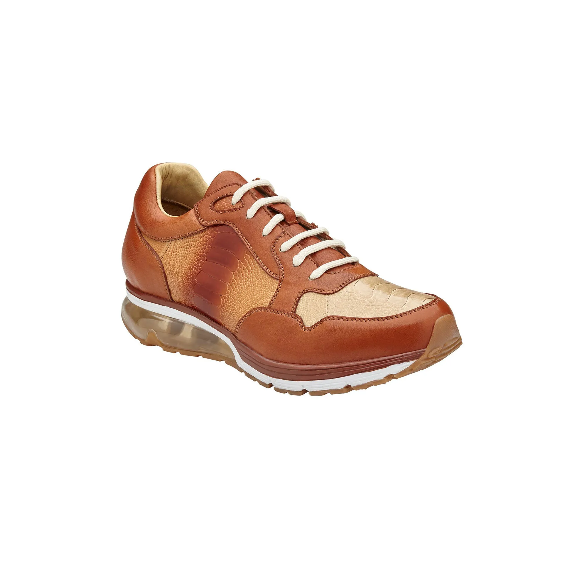 Belvedere Gino in Antique Brandy / Bone Genuine Ostrich Leg and Soft Calf Sneaker