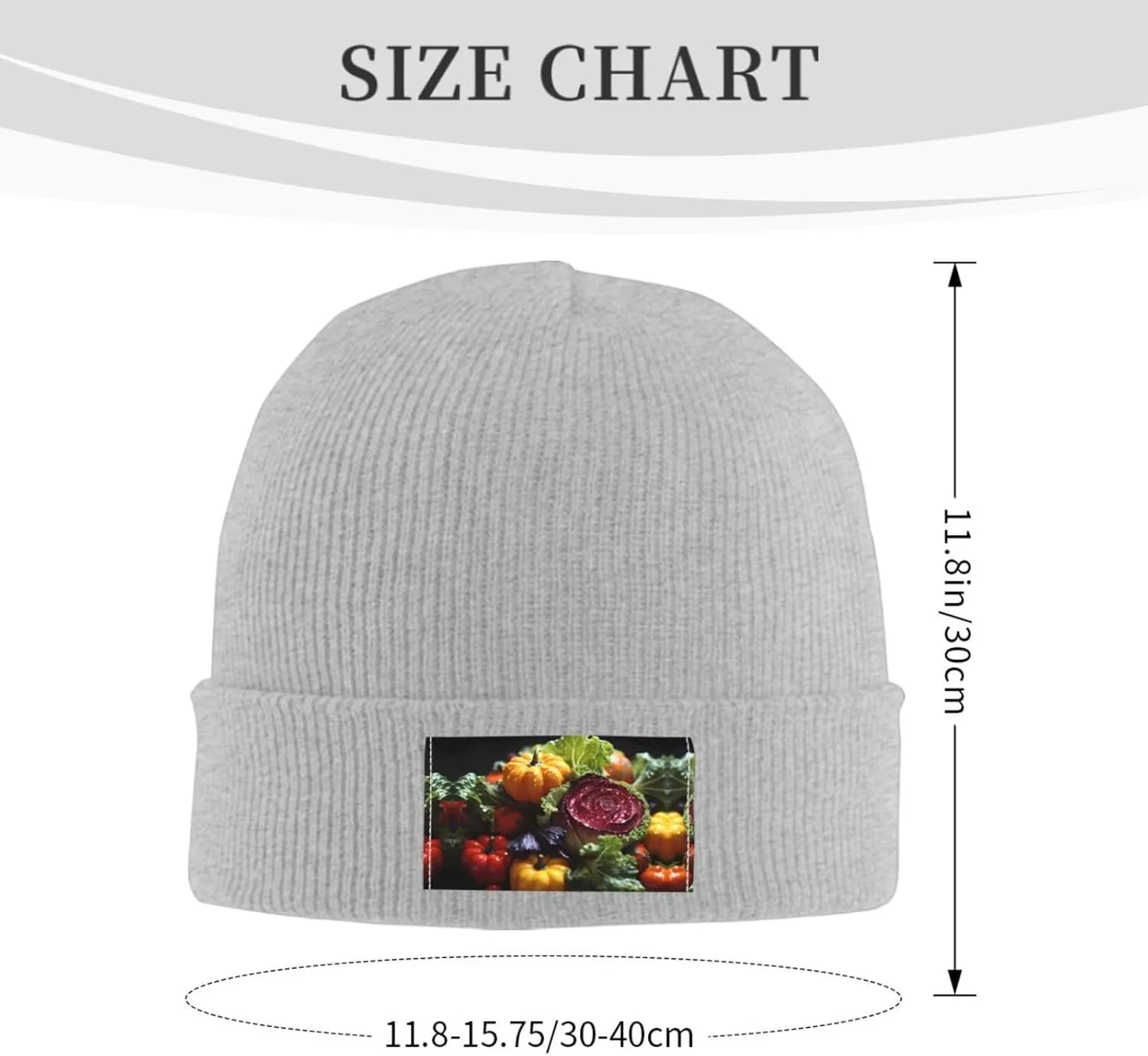 Black Knit Hat Cap Fresh Cabbage Pattern Soft Good Elasticity Suitable for Outdoor Sports