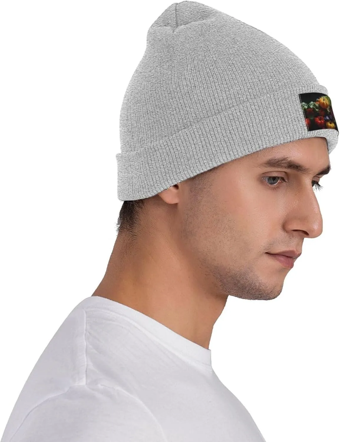 Black Knit Hat Cap Fresh Cabbage Pattern Soft Good Elasticity Suitable for Outdoor Sports