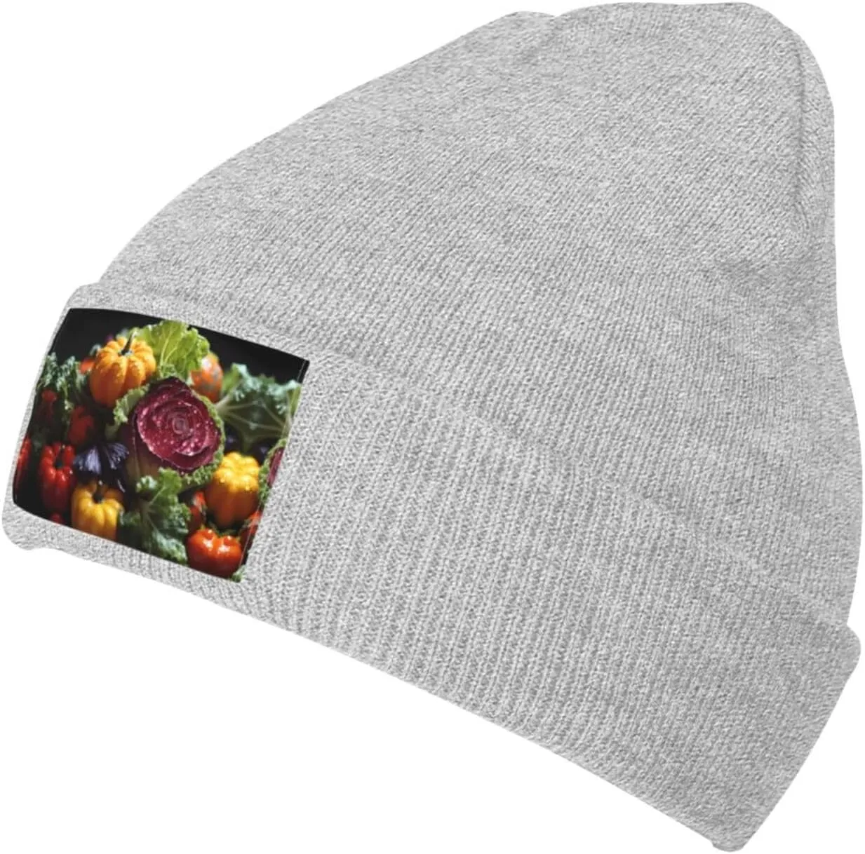 Black Knit Hat Cap Fresh Cabbage Pattern Soft Good Elasticity Suitable for Outdoor Sports