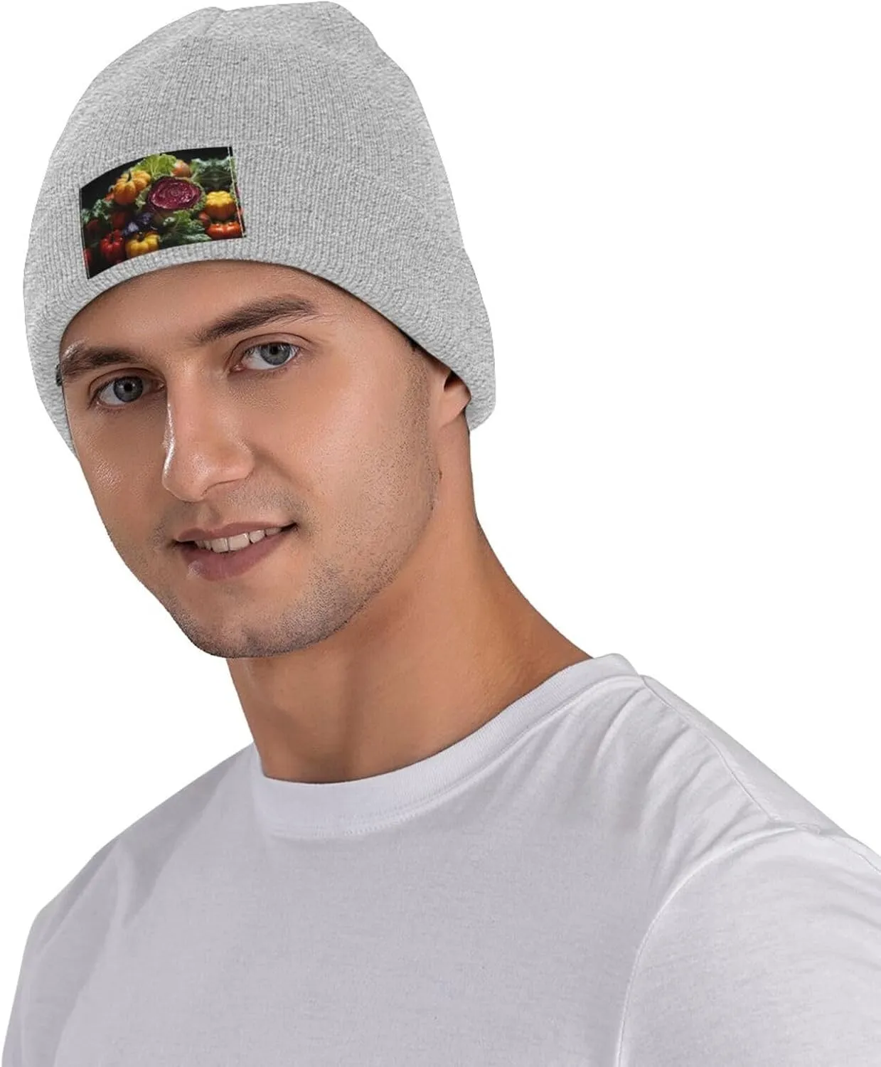 Black Knit Hat Cap Fresh Cabbage Pattern Soft Good Elasticity Suitable for Outdoor Sports
