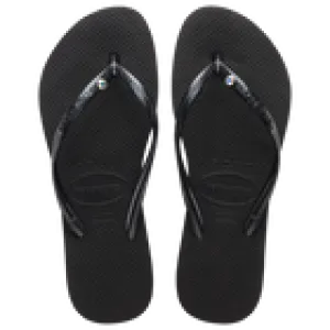 BLACK Swarovski crystal embellished flip flop