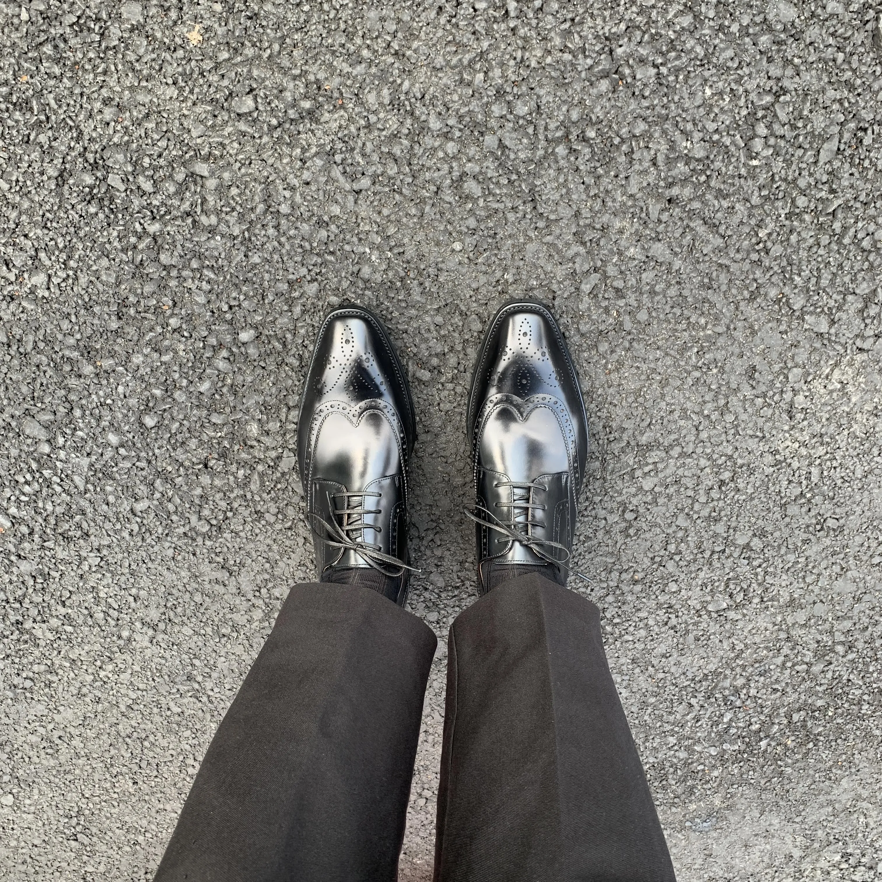Black Wingtip Brogue Derby Shoes for Men