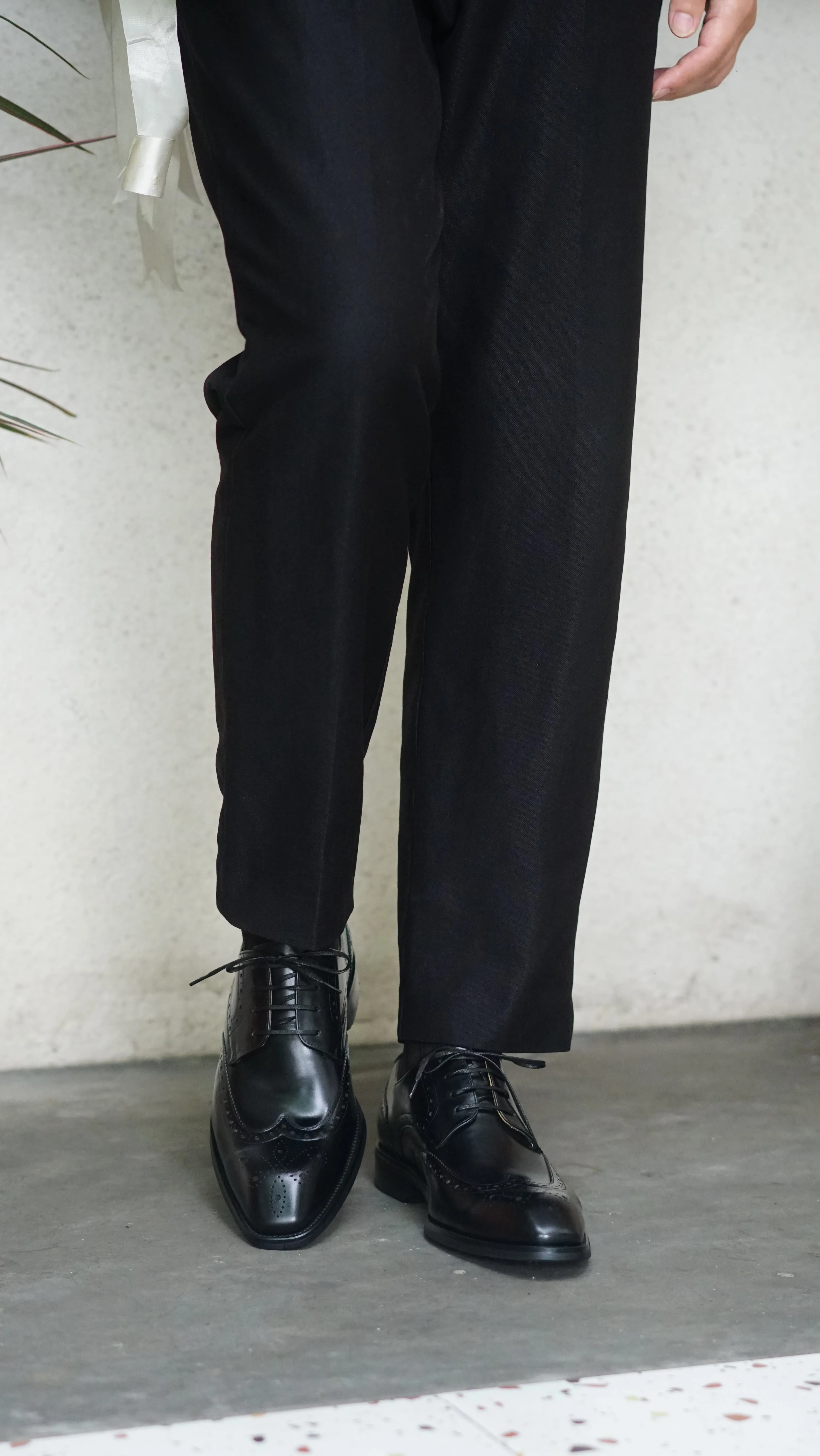 Black Wingtip Brogue Derby Shoes for Men