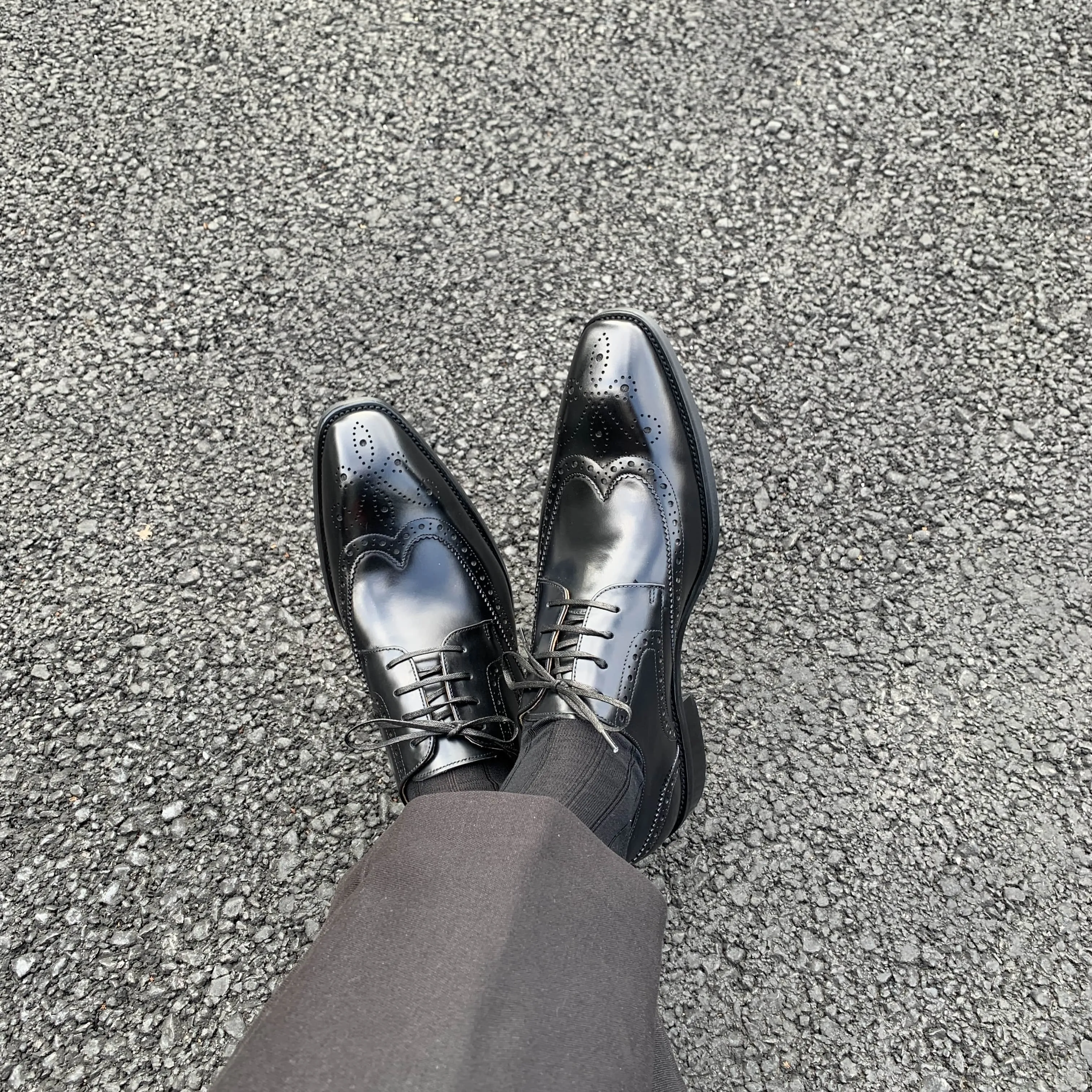 Black Wingtip Brogue Derby Shoes for Men