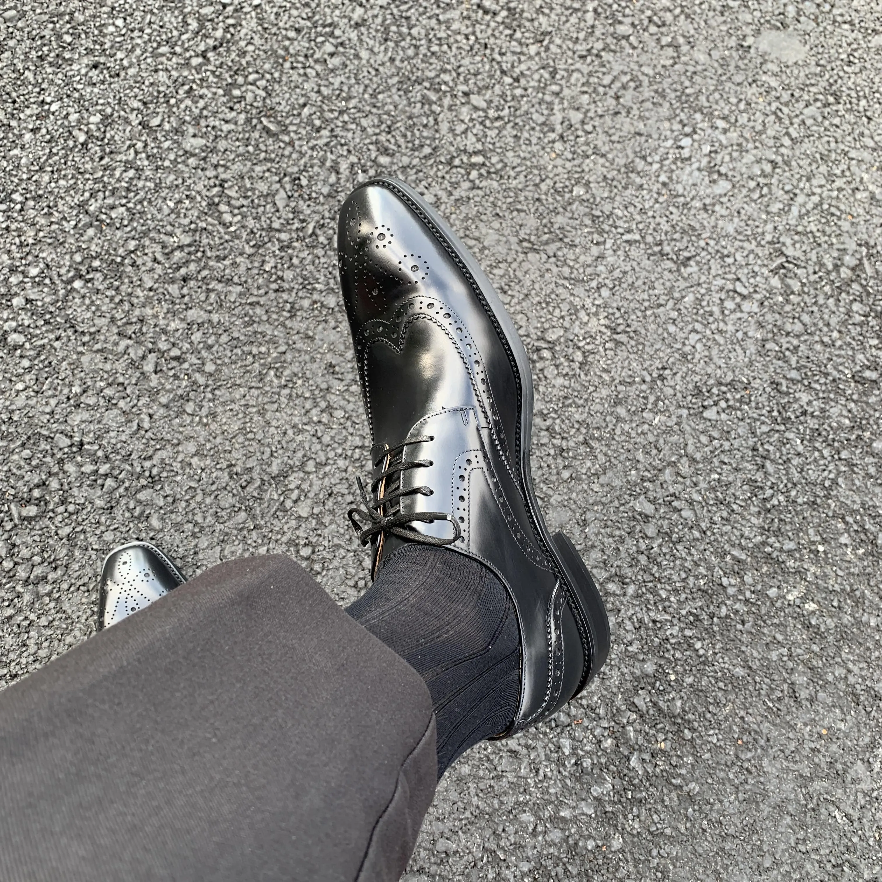 Black Wingtip Brogue Derby Shoes for Men