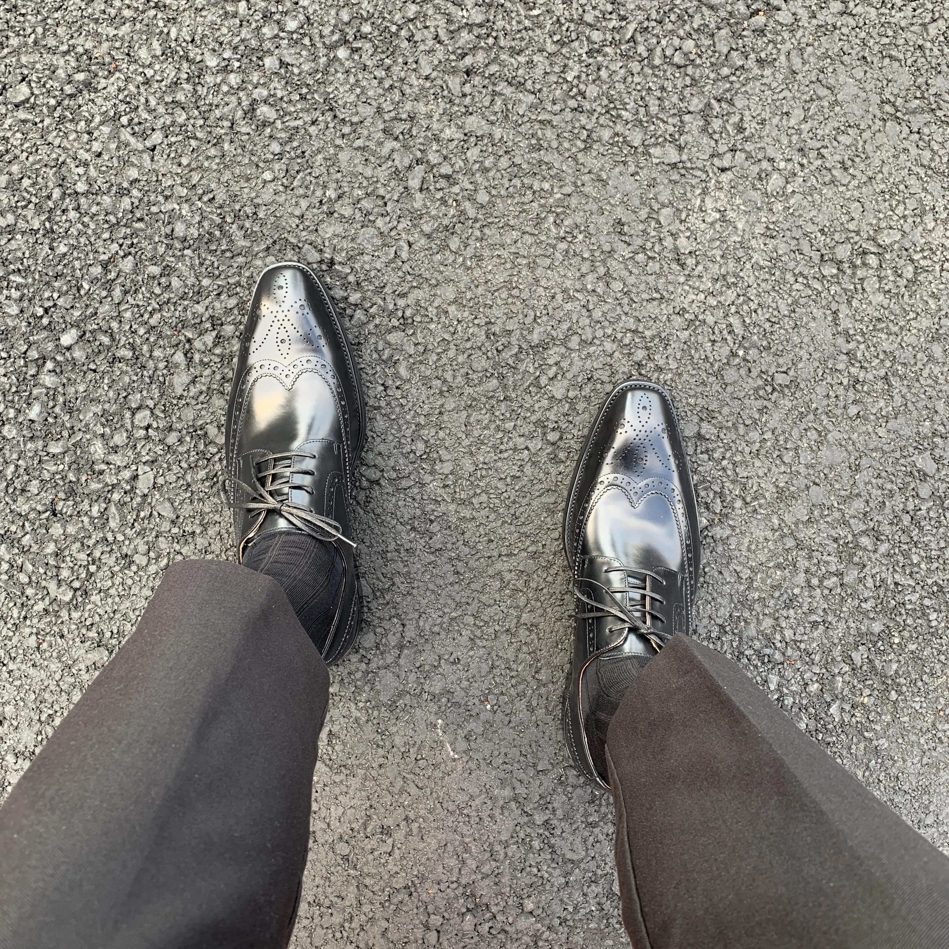 Black Wingtip Brogue Derby Shoes for Men