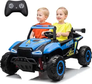 Blitzshark 24V 2 Seater Kids Ride On Electric Car, 2WD UTV Ride On Toys for Kid with Rmote Control, Ride on UTV Four-Wheel Suspension, Power Wheels for Kids, Bluetooth,MP3, Music, Blue