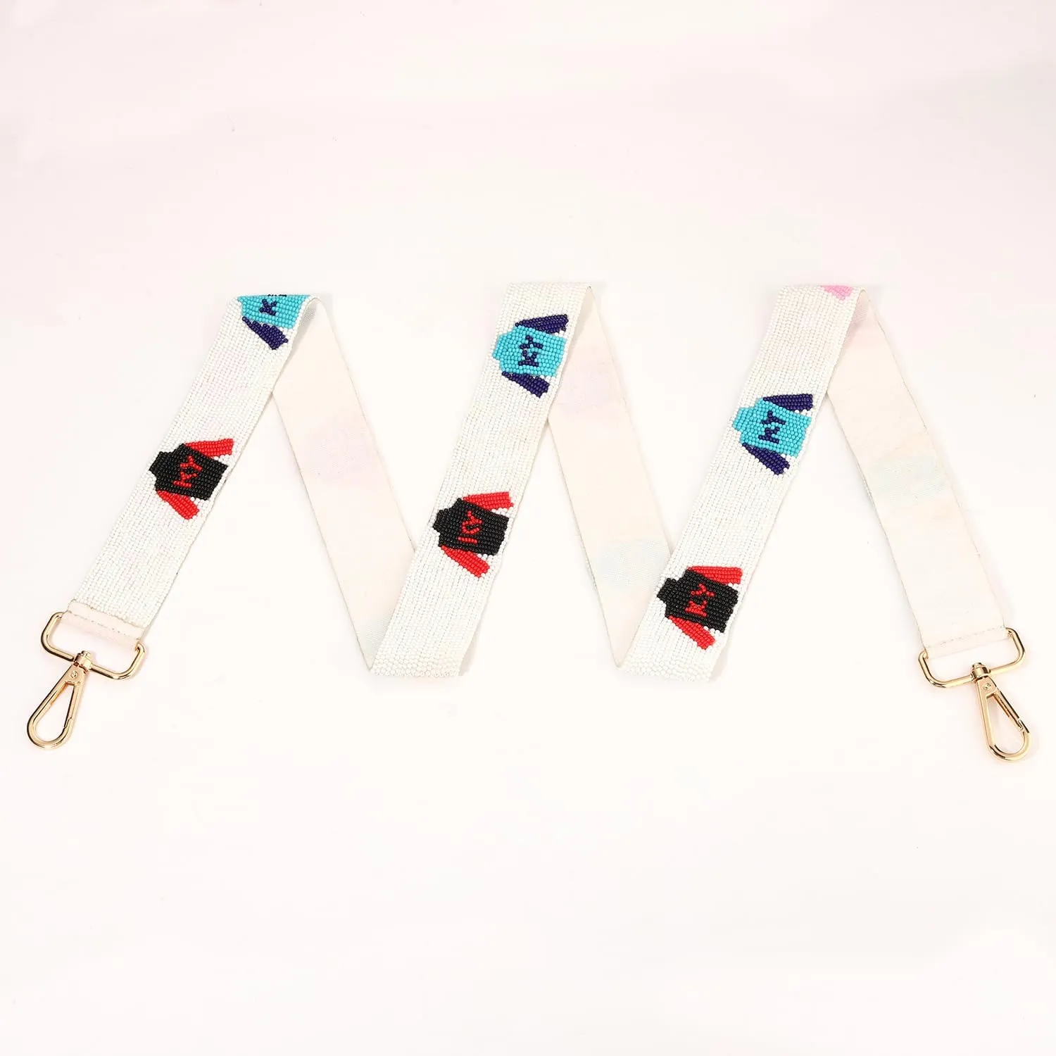 boderier Kentucky Derby Purse Strap Replacement Crossbody Bag Strap Beaded Riding Suit Shoulder Strap for Bags Racing Fan Gifts (White Colorful Suit)