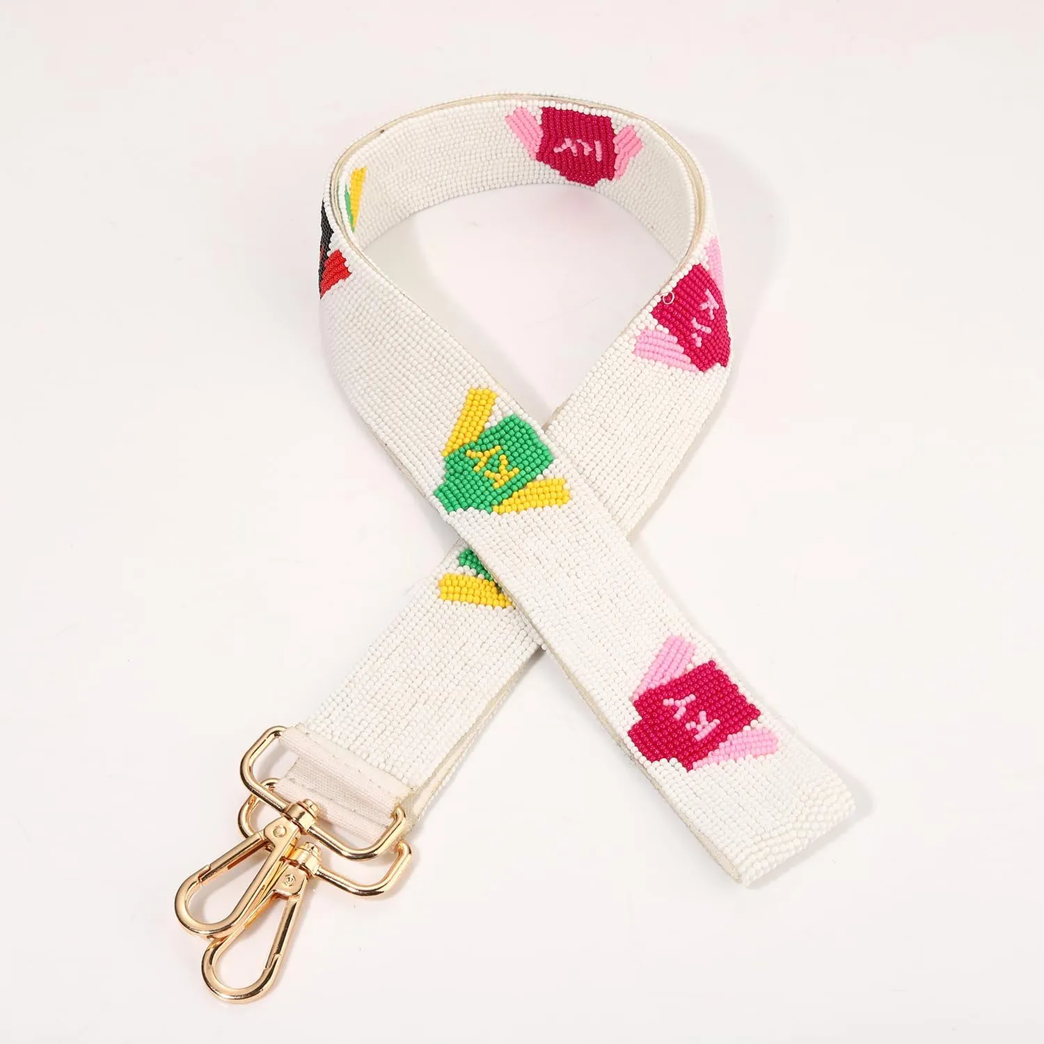 boderier Kentucky Derby Purse Strap Replacement Crossbody Bag Strap Beaded Riding Suit Shoulder Strap for Bags Racing Fan Gifts (White Colorful Suit)
