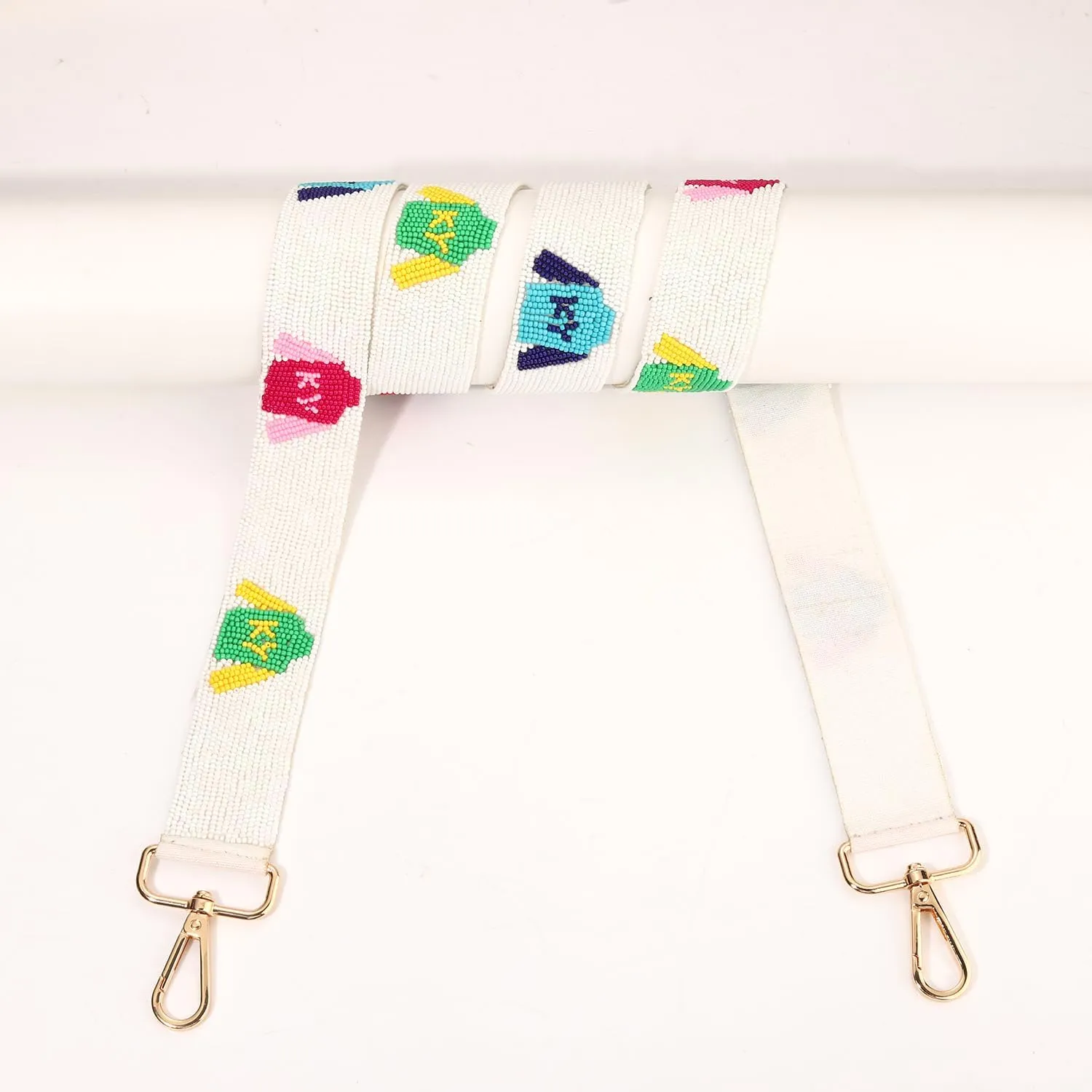 boderier Kentucky Derby Purse Strap Replacement Crossbody Bag Strap Beaded Riding Suit Shoulder Strap for Bags Racing Fan Gifts (White Colorful Suit)