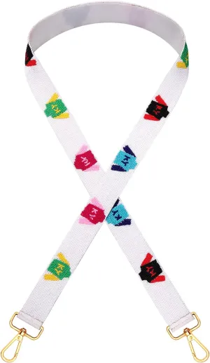 boderier Kentucky Derby Purse Strap Replacement Crossbody Bag Strap Beaded Riding Suit Shoulder Strap for Bags Racing Fan Gifts (White Colorful Suit)