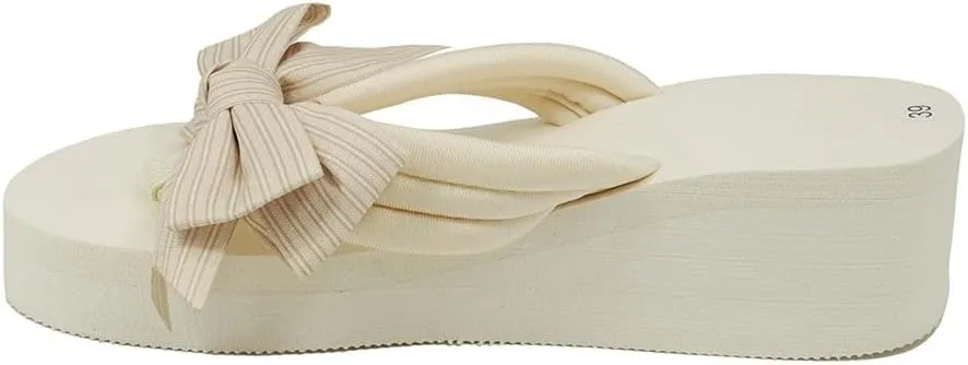 Bowknot Flip Flop for Women Cushioned Wedge Sandals Cute Gothic Lolita