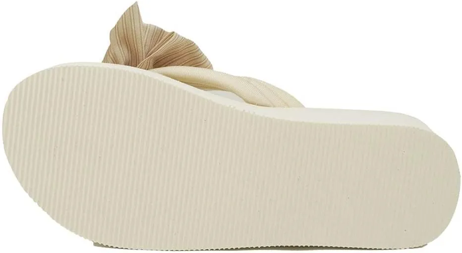 Bowknot Flip Flop for Women Cushioned Wedge Sandals Cute Gothic Lolita