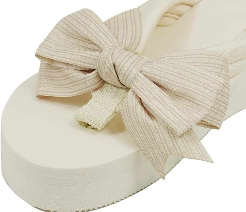 Bowknot Flip Flop for Women Cushioned Wedge Sandals Cute Gothic Lolita