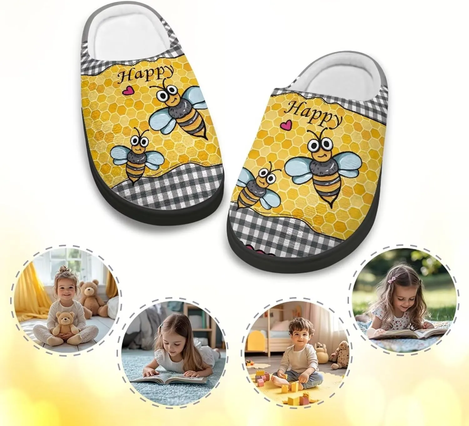 Boys Girls House Slippers Kids Animal Winter Slippers Soft Plush Warm Slippers Indoor Non Slip Fuzzy Flat Shoes Size 9-15